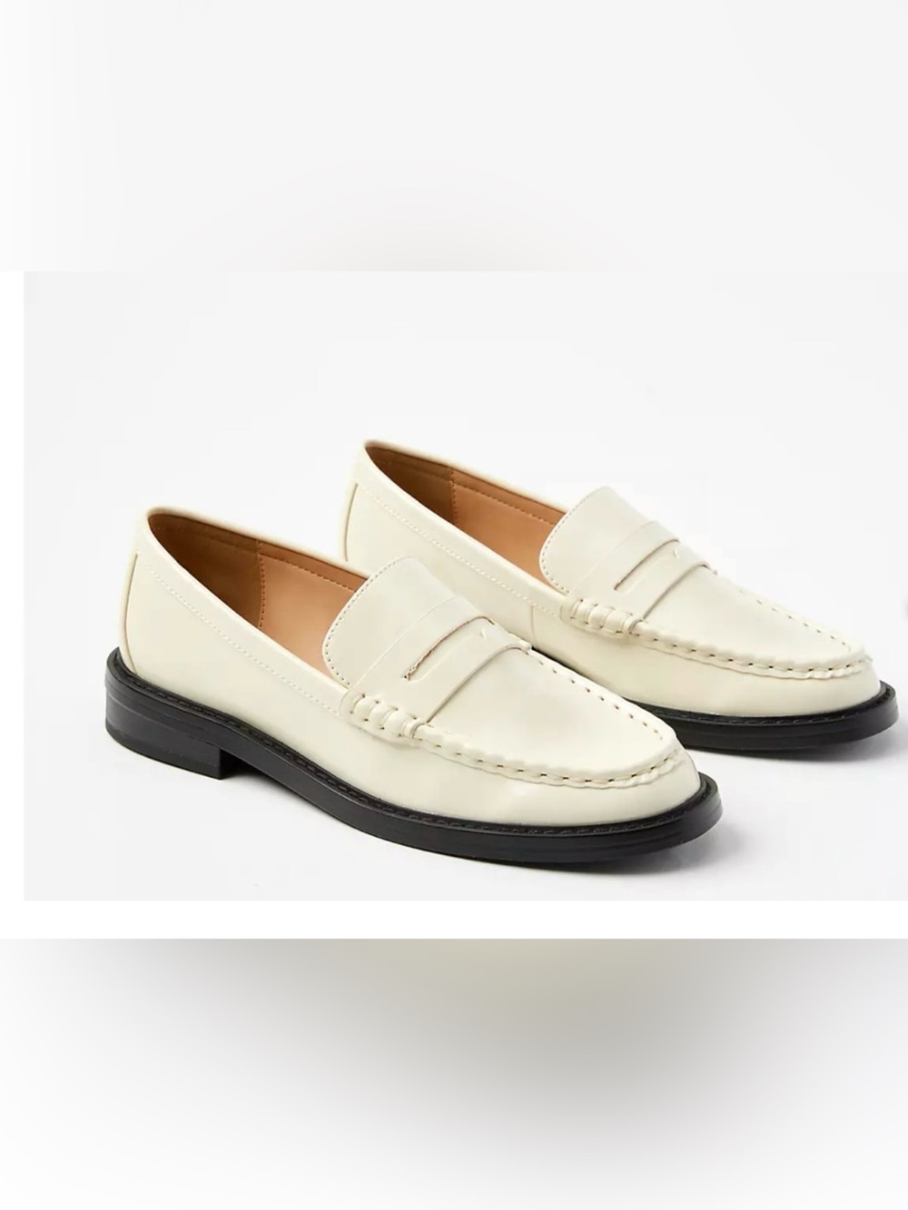NEW ANN TAYLOR LOFT IVORY PENNY LOAFERS SHOES SZ 9.5